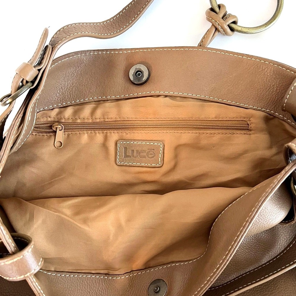 Vintage Luce Women's Shoulder Bag Hobo Purse Brown Leather‎ Brass Slouchy Boho - Picture 5 of 6